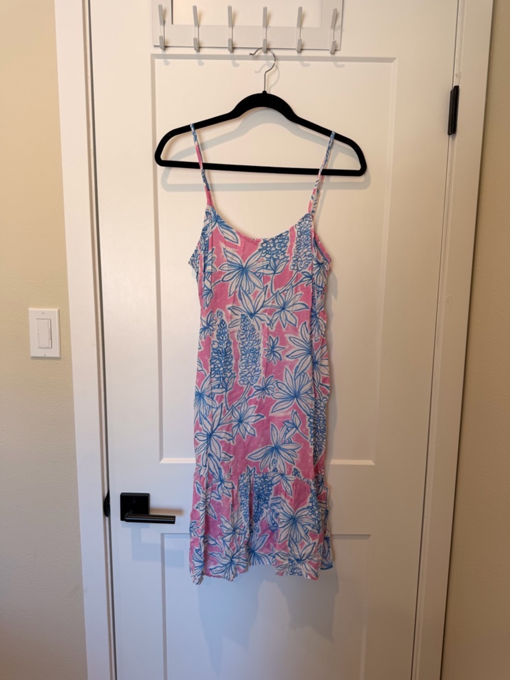Anthropologie Floral Pink and Blue Spaghetti Strap Sundress